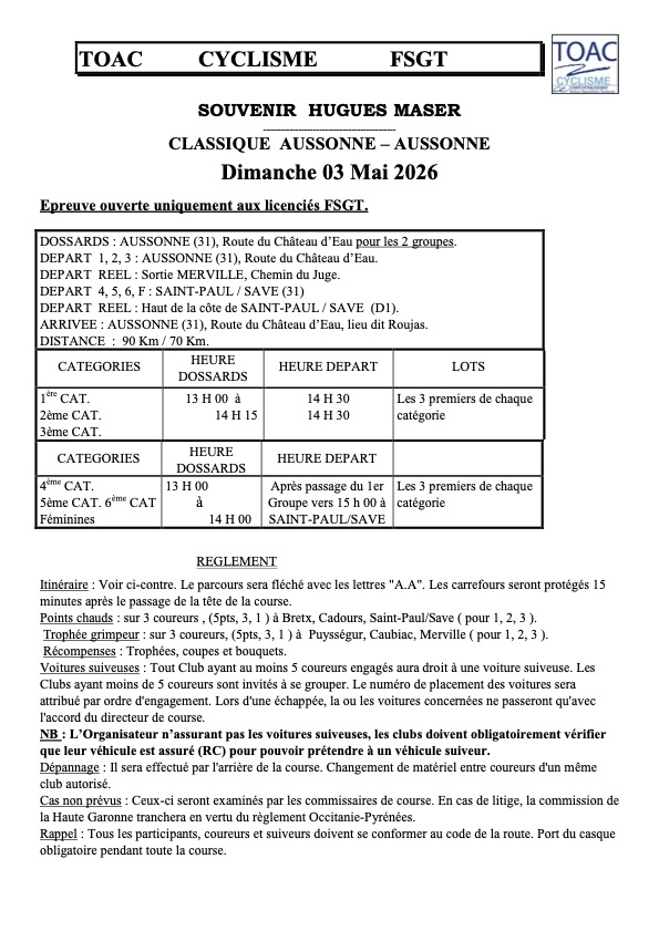 Reglement Aussonne mod 2026 PDF